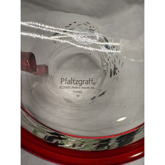 Pfaltzgraff Winterberry Pitcher red & clear etched glass holly holiday 8.75” - Picture 7 of 16
